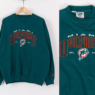 90s Miami Dolphins NFL Sweatshirt - Men's Large | Vintage Lee Sport Football Crewneck Pullover 