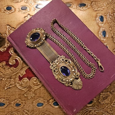 Vintage Victorian Style Brooch Watch Fob Chain 