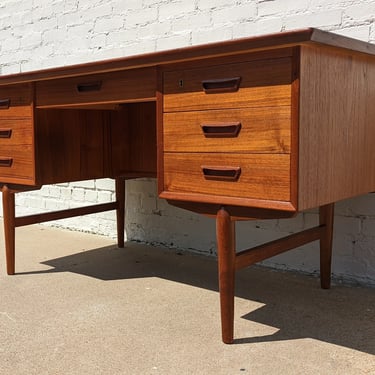 Mid Century Danish Modern Teak Double Sided Desk 