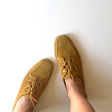 Vintage 60s Hyde Gold Suede Bowling Shoes Size 9.5 