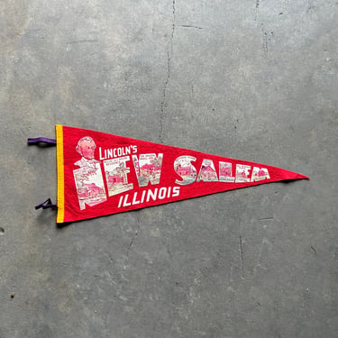 Vintage Lincoln’s New Salem, IL Felt Souvenir Pennant 