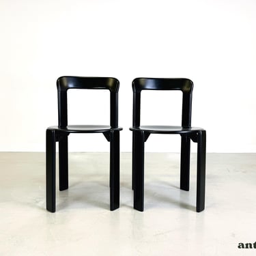 Set of 2 vintage chairs Bruno Rey black Kusch & Co 1970s design newly painted 