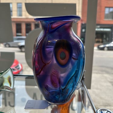 D. Tati signed art glass vase 7.75x5