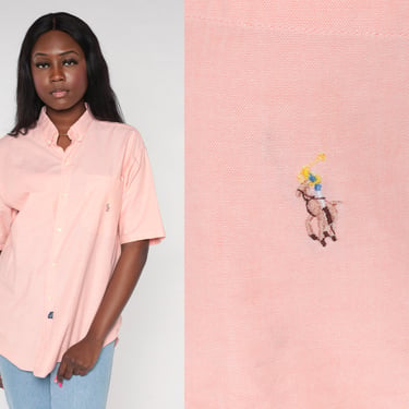 Pink button up polo shirt best sale