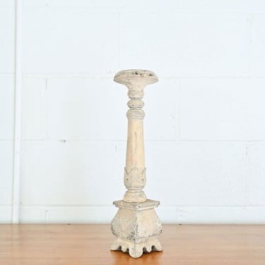 turn of the century french hand carved wood altar candlestick