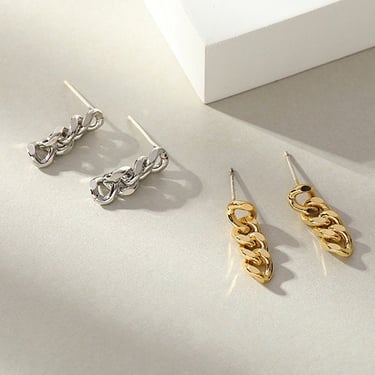 E139 18k gold filled link earrings, chain earrings, gold link earrings, gold chain earrings, dangle earrings, dainty earrings, drop earrings 