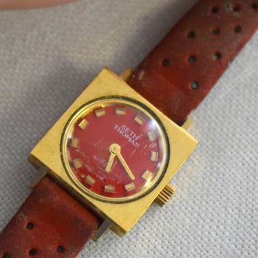 1950s/60s Seth Thomas Red and Gold Wrist Watch 