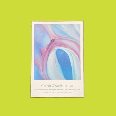 Vintage Georgia O'Keeffe Exhibit Poster 1980s Retro Size 39x27 Contemporary + Music Pink and Blue 2 + National Gallery Art + Washington DC 