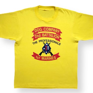 Vintage 70s/80s USMC Dog Company 2nd Battalion “The Professionals” 1st Marines Graphic T-Shirt Size Large 