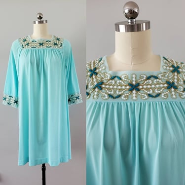 1960s Gossard Artemis Nightgown with Boho Embroidery 60's Loungewear 60s Women's Vintage Size Medium 