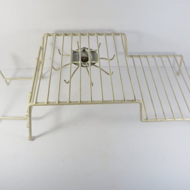 Vintage Vinyl Covered Wire Plates Cup Hooks Rack 