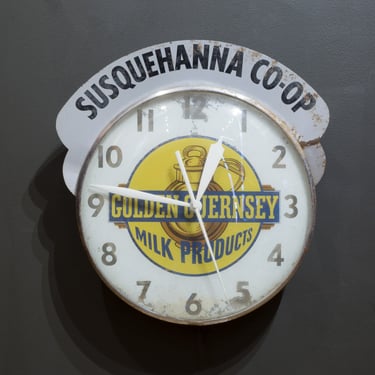 Mid-century Illuminated "Golden Guernsey Milk Products" Advertising Wall Clock c.1950