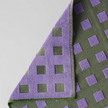 Olive Lilac Squares Tea Towel