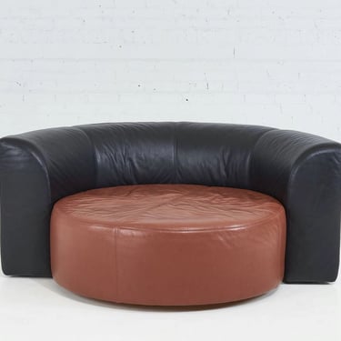 Milo Baughman Swivel Leather Circle Chaise/Chair, 1970