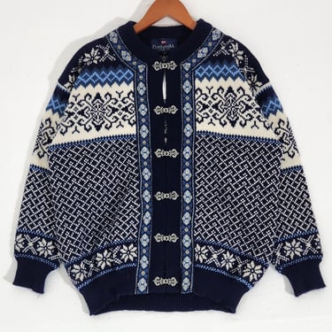 Vintage 1990's Nordstrikk Blue wool knit Cardigan Sz. M