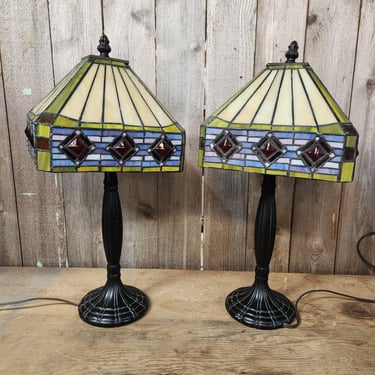 Pair of Tiffany Style Table Lamps 10" x 22.5"