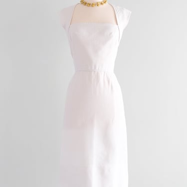 Darling 1950’s Ivory Linen Dress by Pat Premo/ Sz S