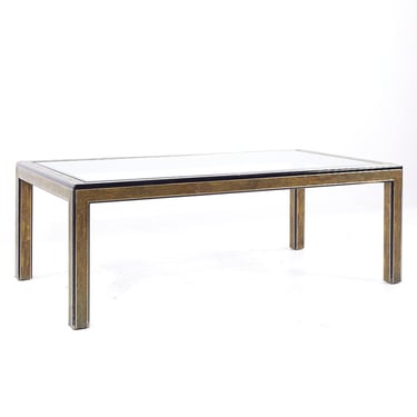 Bernhard Rohne for Mastercraft Mid Century Lacquered Etched Brass Panel Expanding Dining Table - mcm 