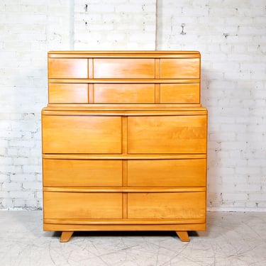 Vintage mcm 6 drawer tallboy solid maple dresser by KLING furniture NY | Free delivery in NYC and Hudson Valley areas 