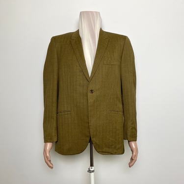 Vintage 1950s 1960s Sport Coat Mustard Size 42 One Button 
