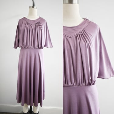 1970s Lilac Draped Midi Dress 