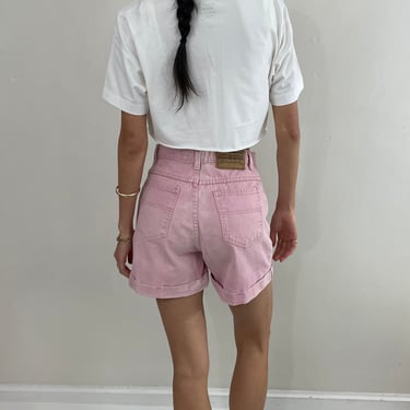 vintage 90s pink cotton denim high waisted shorts size 26