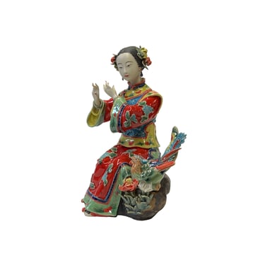 Chinese Oriental Porcelain Qing Style Dressing Flute Lady Figure ws3135E 