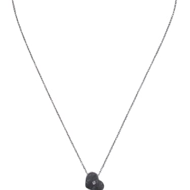 Tiffany & Co. - Sterling Silver Elsa Peretti Engraved Heart Chain Necklace w/ Small Diamond