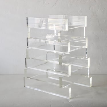 Vintage Stacked Lucite End Side Accent Table Base Mid Century Hollywood Regency 