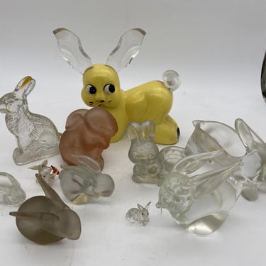 Rare Rare Glass and Lucite Bunny Rabbit Figural Collection 
