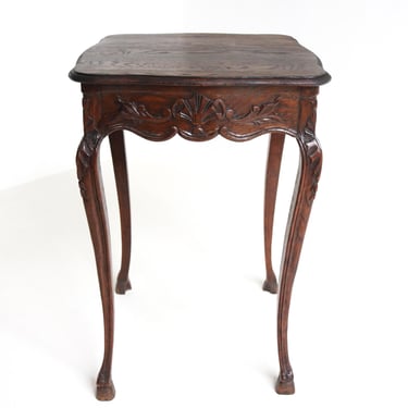 Antique French Louis XV Style 1900s Oak Side Table Hand Carved Ornate Plant Table Woodcarved Wine Table Additional Table 