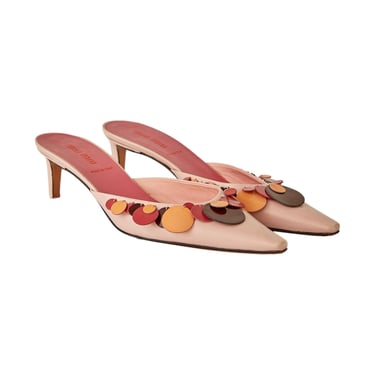Miu Miu Pink Leather Sequin Kitten Heels