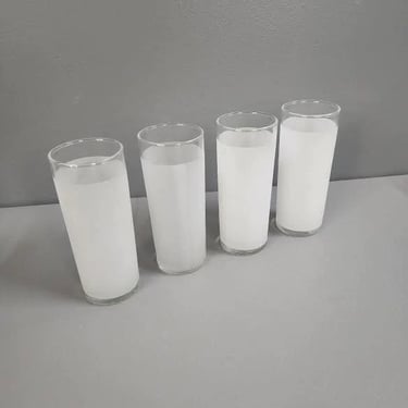 Set of 4 Libbey Frosted White Highball Drinking Glasses 