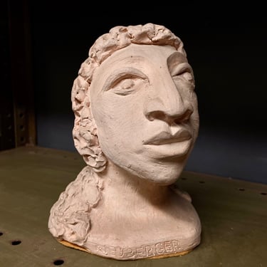 Vintage Mid-Century Clay Bust Head Sculpture Neuberger 