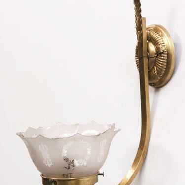 Converted Brass Oil Lamp Wall Sconce 