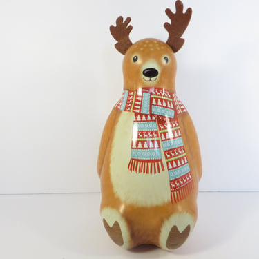 Vintage Christmas Reindeer Candy Tin - Figural Reindeer Tin 