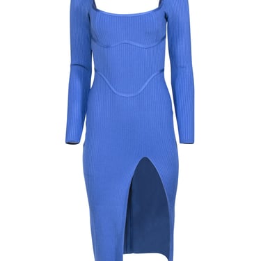 House of CB - Blue Bandage Thigh Slit Midi Dress Sz S