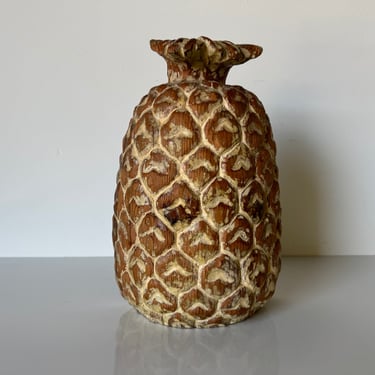 Vintage Sarreid Ltd Carved Wood Pineapple Sculpture 