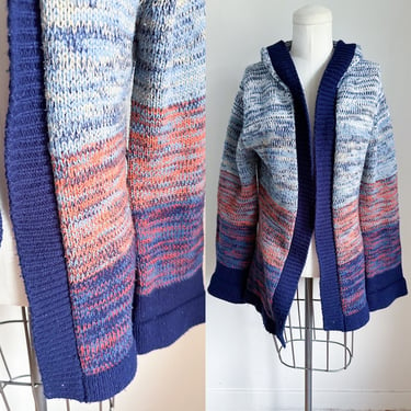Vintage 1970s Space Dyed Hooded Cardigan / M 