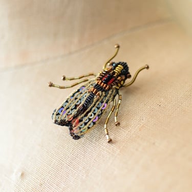 Gold Fly Embroidered Pin