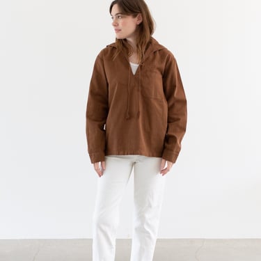 Vintage Chocolate Brown Sailor Popover Shirt | Unisex Europe Middy Marine Pullover | M L XL | 