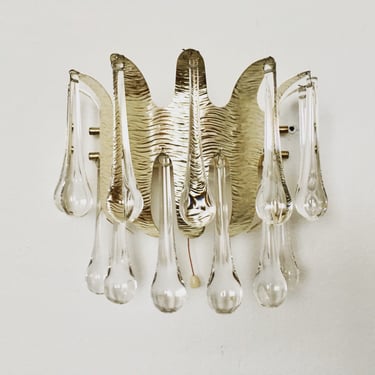 Glamorous Mid-Century Modern crystal glass wall sconce by Palwa | 1960s 