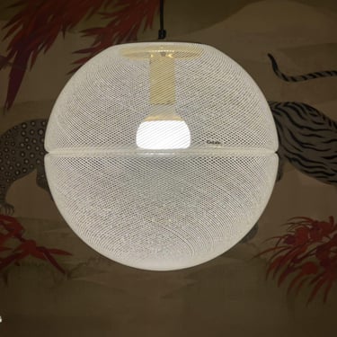 Postmodern Striped Globe Pendant Lamp / by Harvey Guzzini / 1970s 