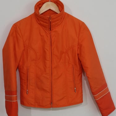 Vintage 70s/80s Roffe Lightweight Lined Ski Jacket Orange Women's Size Small 