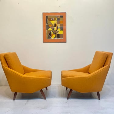 Pair of Scandinavian Lounge Chairs - Vintage Mid Century Modern 
