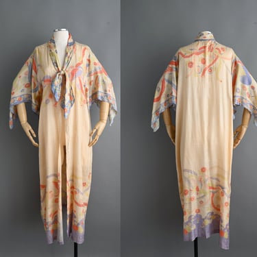 Vintage 1920s antique silk robe | Tissue Silk Japanese Lingerie Robe | small - medium - large 