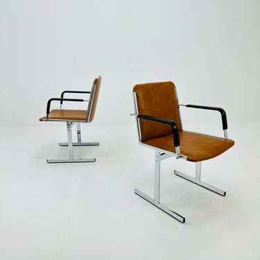 Set of 2 mid century Bauhaus armchairs by Dieter Knoll 1980s Germany 