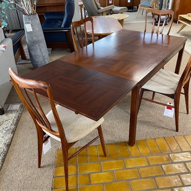 Dining Table with Pull out Extension Leaves<br />Rosewood Parquet<br />Heggen of Norway<br />L 51-72-93 x W 35.25 x H 28.5