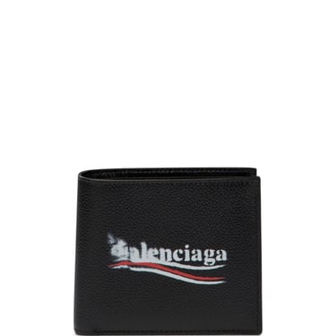 Balenciaga Men Logo Print Bi-Fold Wallet