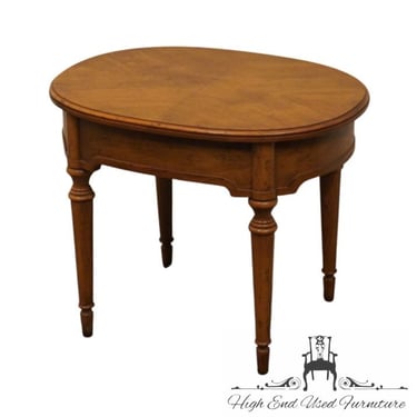 HERITAGE FURNITURE Italian Provincial 26" Oval Accent End Table w. Bookmatched Top 